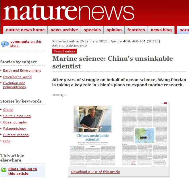 Marine science: China's unsinkable scientist