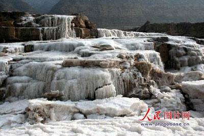 Breathtaking Hukou waterfall in winter