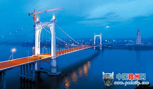 Ganzhou Bridge Shines in Night Sky