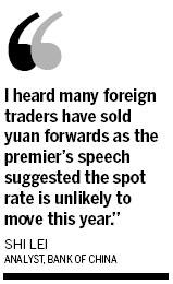 Yuan forwards drop as Wen slams appreciation calls