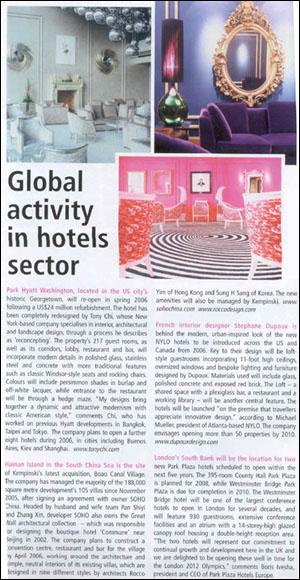 Global activity in hotels sector