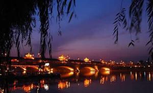 The drum-tower bridge travels  Taizhou of China