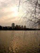 Travel in the lake park of crescent moon  Nanjing of China
