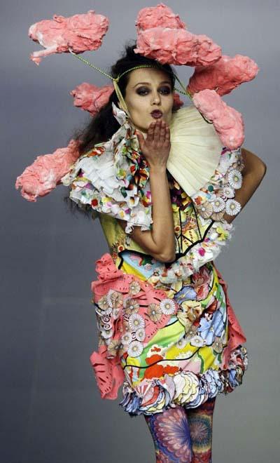 Models present creation by designer during Madrid Fashion Week