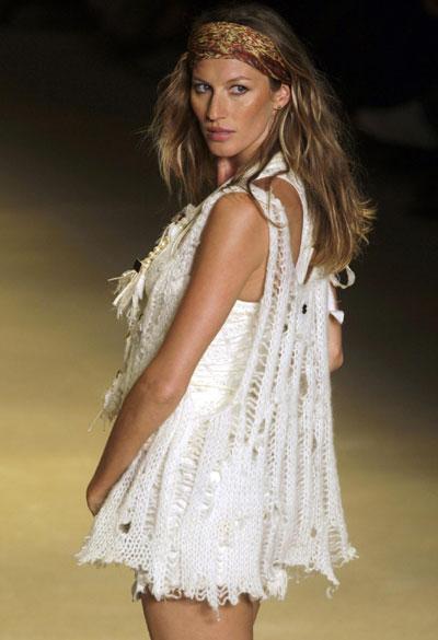 Gisele Bundchen displays a creation from the 2010 Colcci Spring/Summer collection
