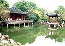Travel in the forest park of the pavilion  Suzhou of China