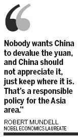 Mundell calls for yuan's inclusion in IMF basket