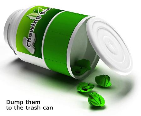 'Green seeds' chewing gum bottle