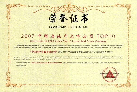 China Overseas Land & Investment Ltd. was ranked as 