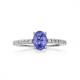 Gem Stone King 1.05 Ct 7x5mm Oval Tanzanite White Created Sapphire 925 Silver Ring
