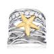 Sterling Silver and 14kt Yellow Gold Multi-Row Starfish Ring