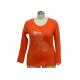 Orange Color Womens Plain Long Sleeve T Shirts , Womens Leisure Wear For Spring