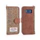Brown Harris Tweed Phone Case 5.8 Inch Leather Wallet Case For Samsung S8