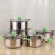 Quality Stainless Steel 5pcs Cookware Set Soup Pot for Cooking with Green Handle