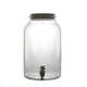 5L clear cylinder glass beverage juice dispenser with wood lid