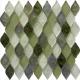 Olive green water waving glass mosaic tile diamond shape for internal usage