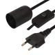 Durable EU Plug E27 Bulb Holder Cable with 303 Switch & 2-Prong Socket for Indoor/Outdoor Lighting - CE Certified (220-240V)