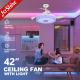 AC Motor Type 1stshine Retractable Blades Music Ceiling Fan With Speaker and Lighting