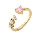 Zircon 18k Gold Plated Heart Diamond Rings Adjustable For Engagement Wedding