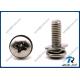 316 / A4 Stainless Philips Truss Head SEMS Machine Screw With Double Washers