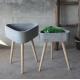 elegant triangle cement planter with 3 wood leg flower bed ideal for centrepiece