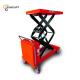Red Hydraulic Scissor Lift Table Motorized For Heavy Loads 2.2kw Motor 1000-3000 Lbs Capacity