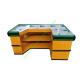 Anti - Rust Metal Cash Register Checkout Counter / Yellow Curved Reception Desk
