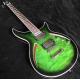 Grand guitar Hollow body AAA Quilted maple top Green waves electric guitar free shipping