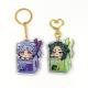 Custom Clear Printed Double Glitter Epoxy Resin Acrylic Charms Keychain for Gift