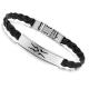 Tagor Stainless Steel Jewelry Super Fashion Silicone Leather Bracelet Bangle TYSR007