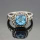 Women Jewelry 925 Silver 7mm Square Blue Cubic Zirconia Ring (JR061）