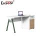 Business-Style Employee Workstations With Wooden Tops Metal Legs