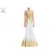 Velvet Fishtail Long Mermaid Style Prom Dress Gold Lace Sleeveless Open Back