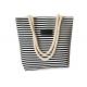 Large Striped Canvas Tote Bag For Travel / Office / Daily Casual Occasion