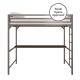 Gray Single Person Metal Frame Loft Bed With Study Desk Book Shelf