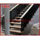 Wrought Iron Staircase VK103S  Wrought Iron Handrail Tread Beech,Railing tempered glass, Handrail b eech Stringer,carbon