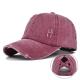 Women'S Washed Distressed Cotton Denim High Ponytail Hat Adjustable Baseball Cap