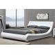 PU Plywood Upholstered Sleigh Bed Frame With RGB LED Headboard