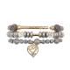 Metallic Silver Round Shape Handmade Beads Bracelets With Love Letter Heart Pendant