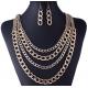 Personality wild long section of multi-chain necklace with earrings punk tassel necklace