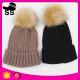 2017 100%acrylic size 21*23cm 112g  fashion factory stripe high quality beanie cheap pom pom winter knitting hats