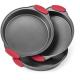 3 Piece NonStick Cake Pans Set with Silicone Handles Easy Release Non Stick Coating Wide Round Ends For Easy Handling