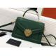 Green One Strap Shoulder Womens Luxury Handbag Cowhide Lock Decoration