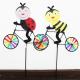 Spring seasonal bicycle windmill yard stake ladybug and bee