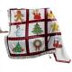 Polyester Christmas Printed Subbank Throw Blanket with Red Plaid Panel and Tassel Trim