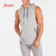 Athletic Fitness Mens Activewear Tops Sleeveless Hoodie Tshirt With Zipper Pocket
