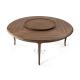 Italian Designer Luxury Walnut Solid Wooden Round Rotating Center Dining Table