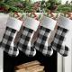 Chirstmas Stockings 4 Pack 18 Inch, Large Buffalo Plaid Xmas Stockings with Faux