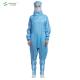 Hooded anti-static cleanroom coverall zipper open crotch grid line for cleanroom