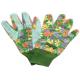 Cotton Canvas Good Gardening Gloves , Protective Work Gloves With Green Knit